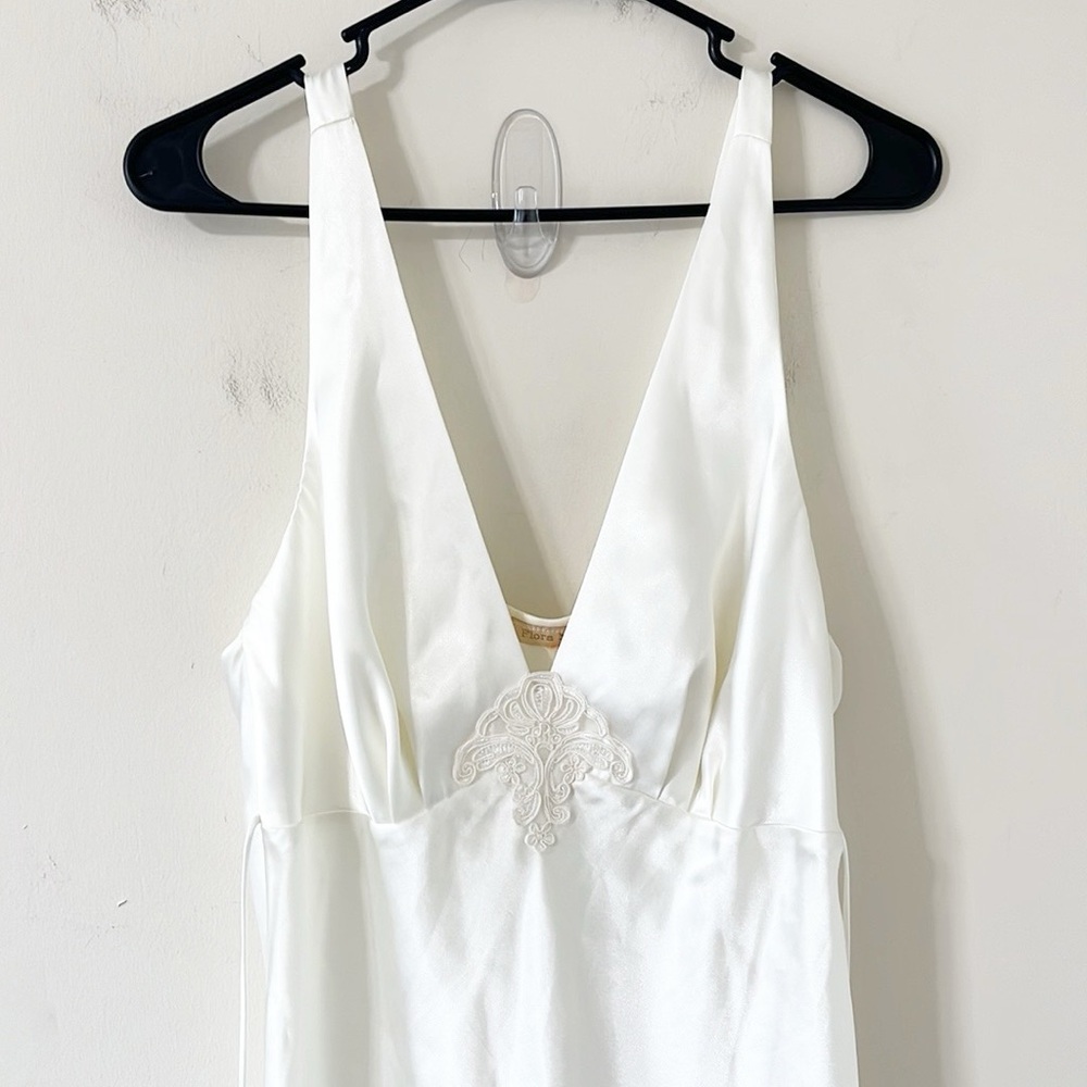 Flora Nikrooz Vintage Ivory Lace Satin Midi Dress Size Large - Picture 2 of 7